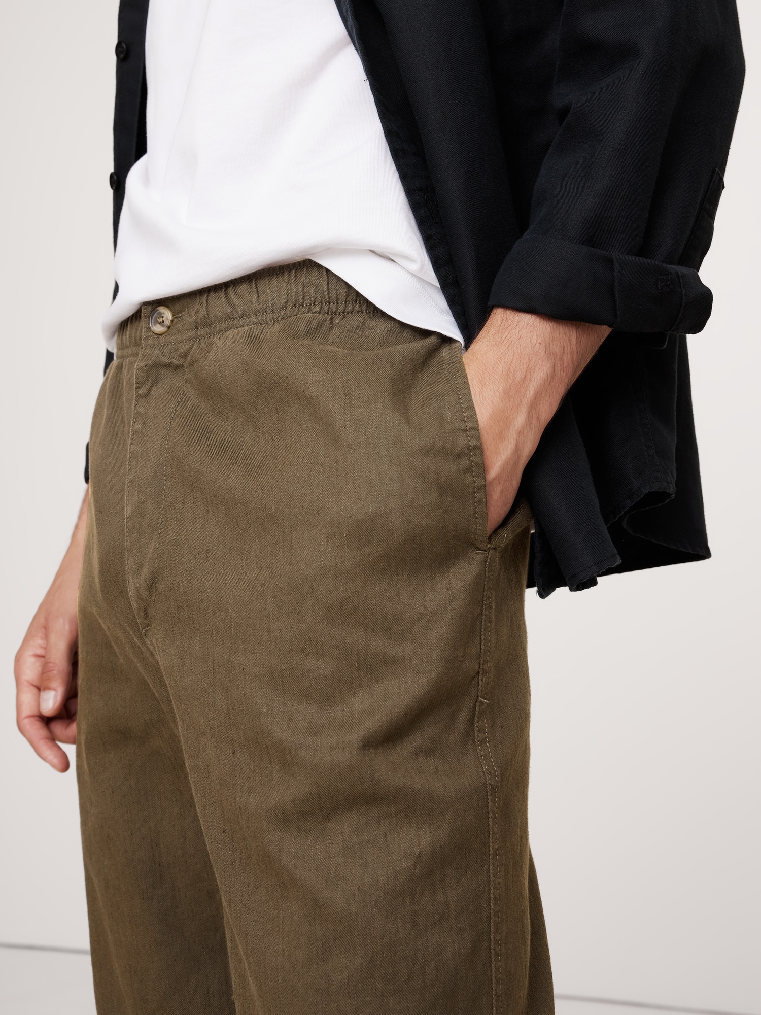 Italian Linen-Cotton Pull-On Pant