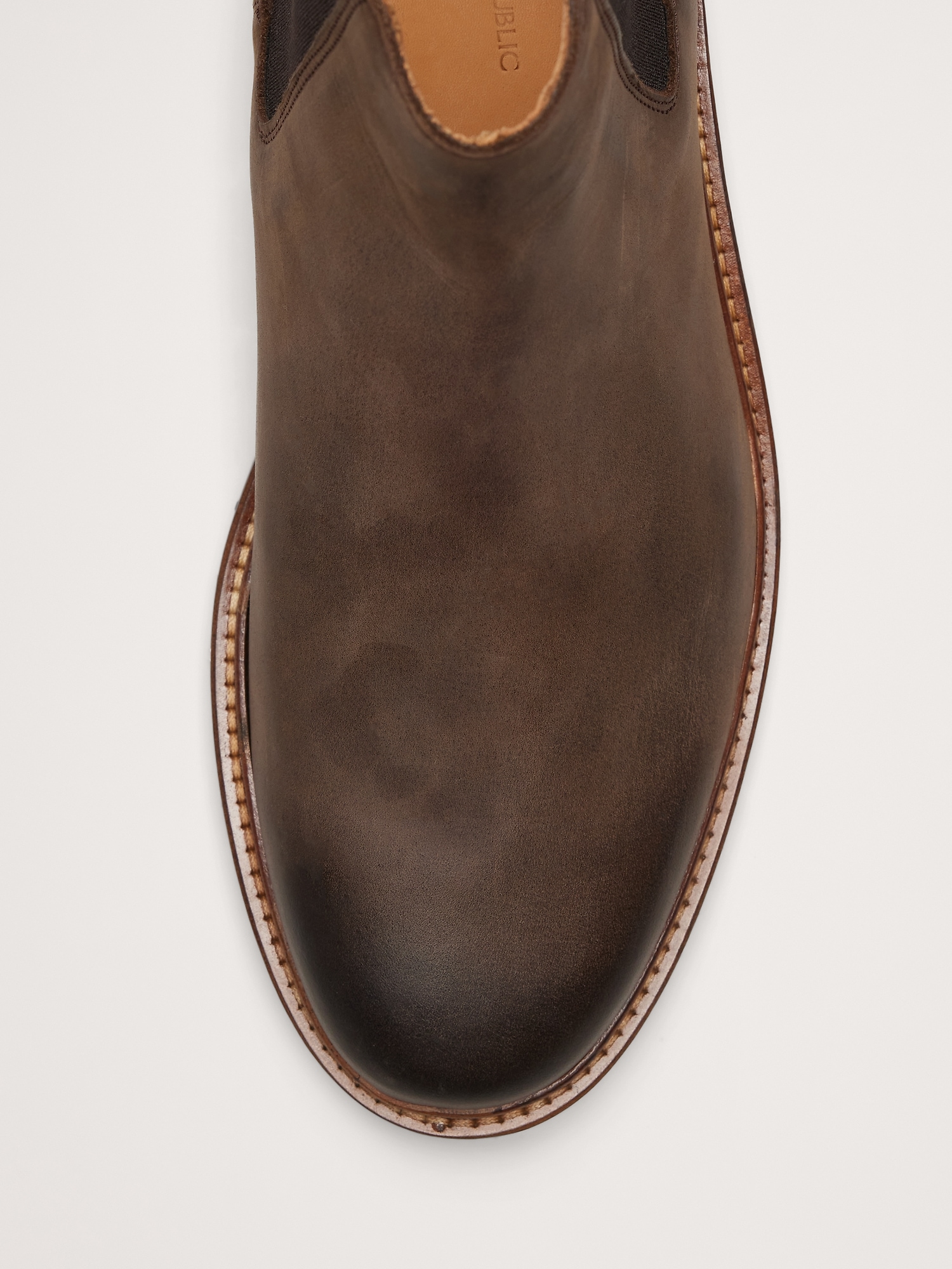 Burnished Italian Leather Chelsea Boot