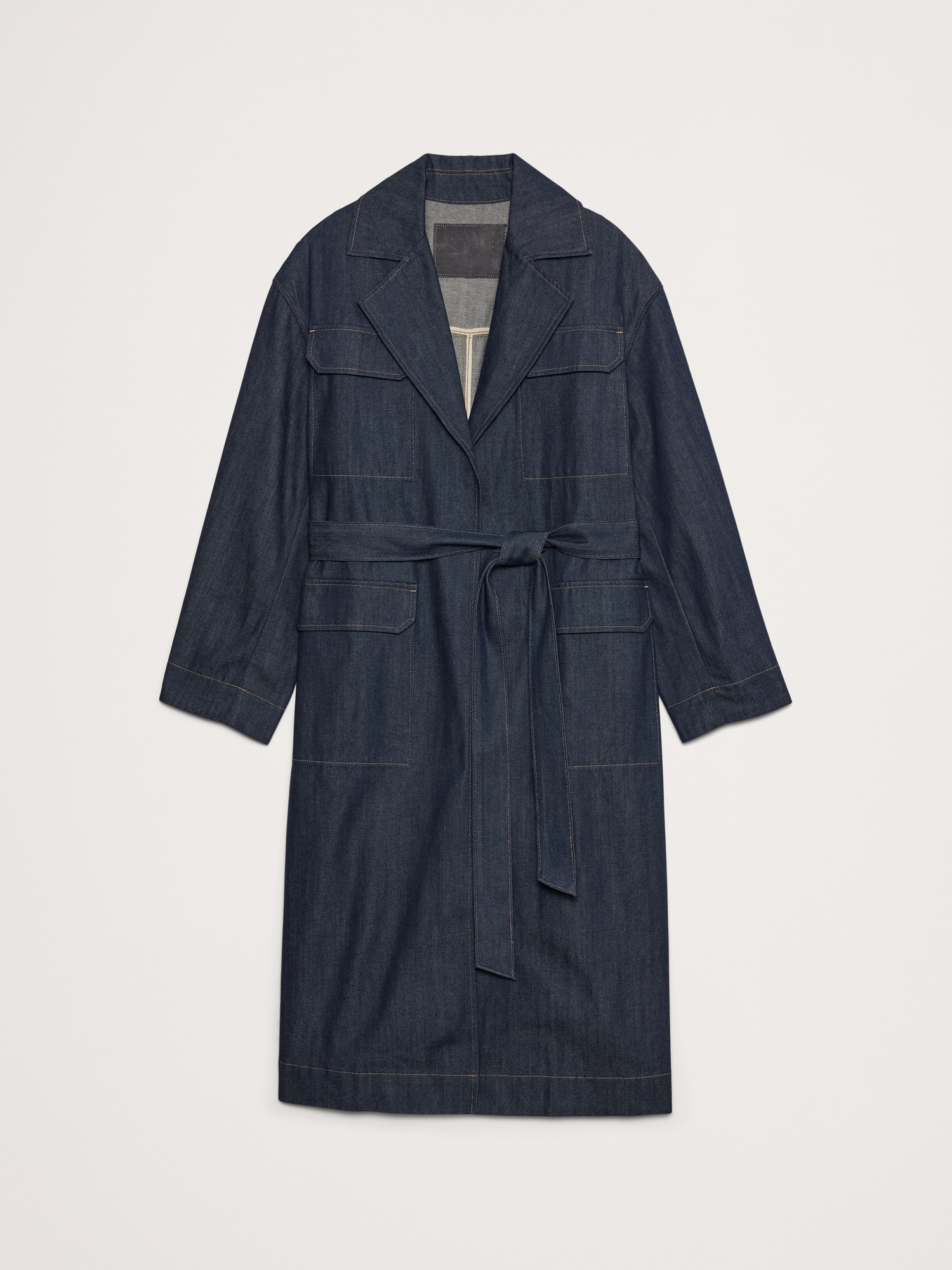 Oversized Denim Trench Coat