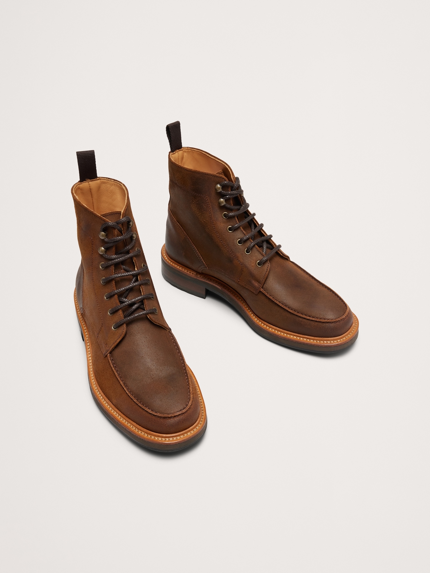 Lace-Up Italian Waxed Suede Boot