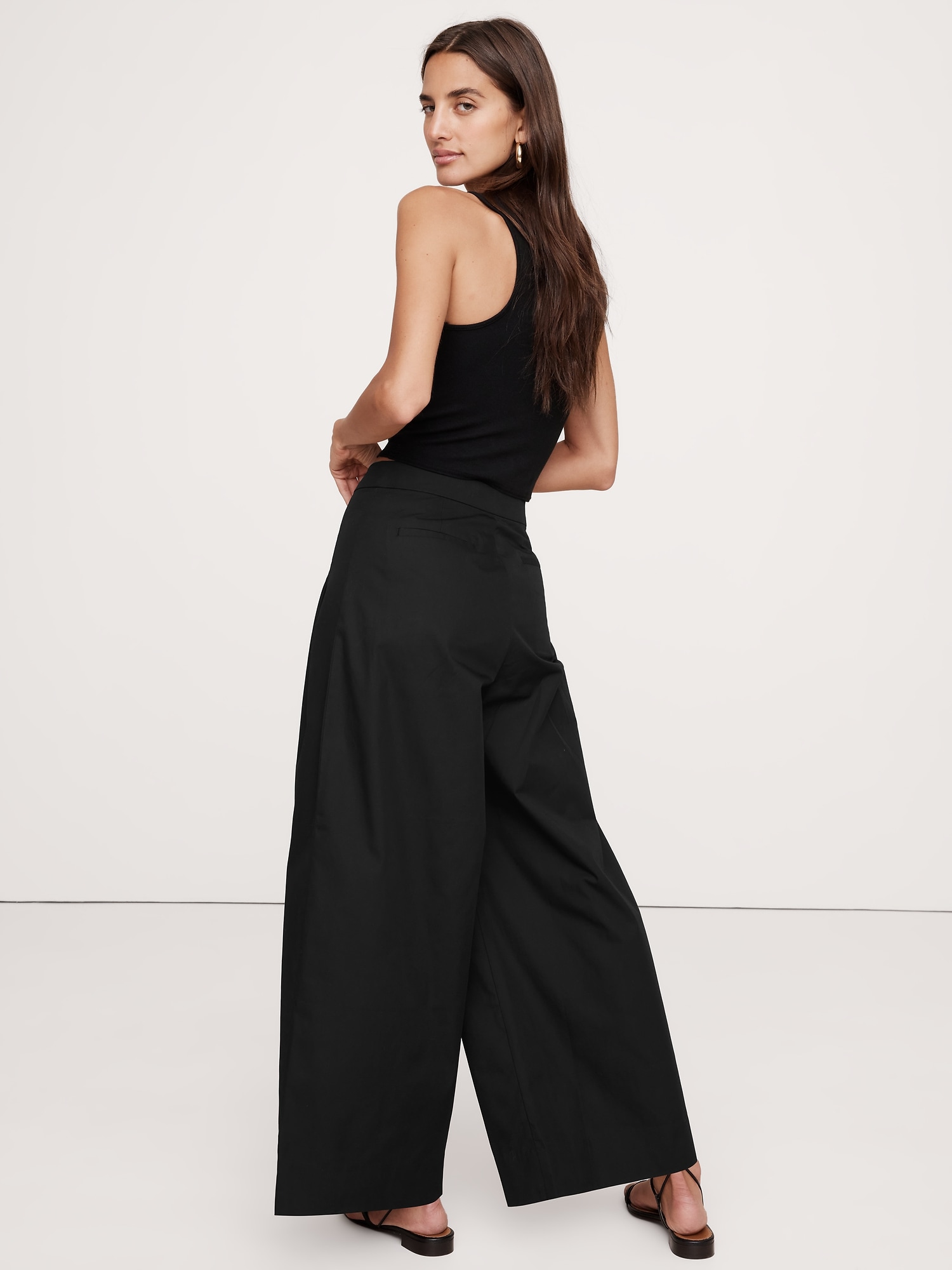 High-Rise Ultra-Wide Leg Poplin Pant