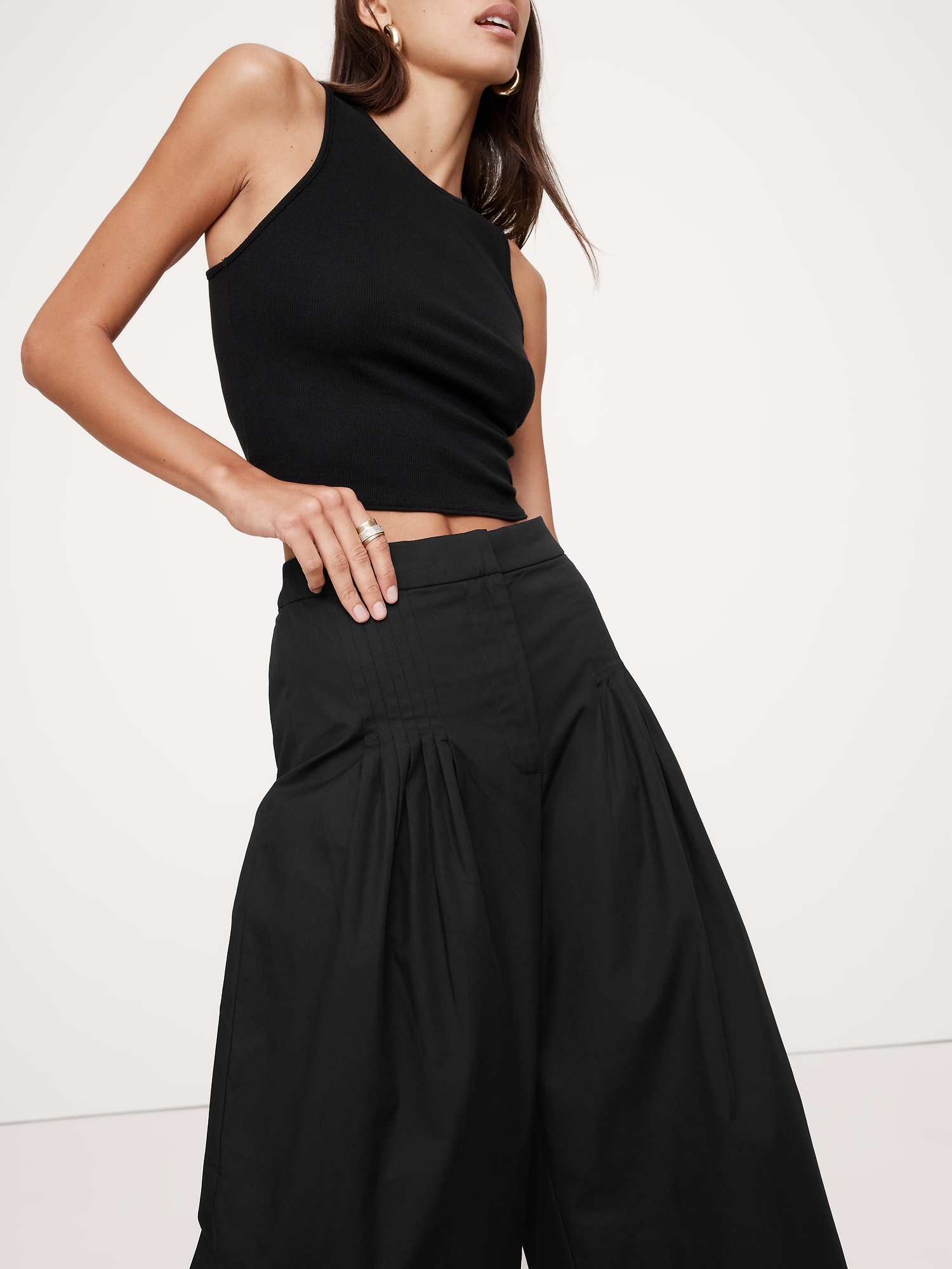 High-Rise Ultra-Wide Leg Poplin Pant