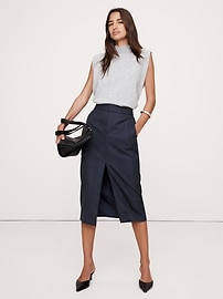 関税込 WOOL & COTTON MIDI SKIRT J20939H00003M1241513 Wool Wrap Front Skirt – La Garçonne