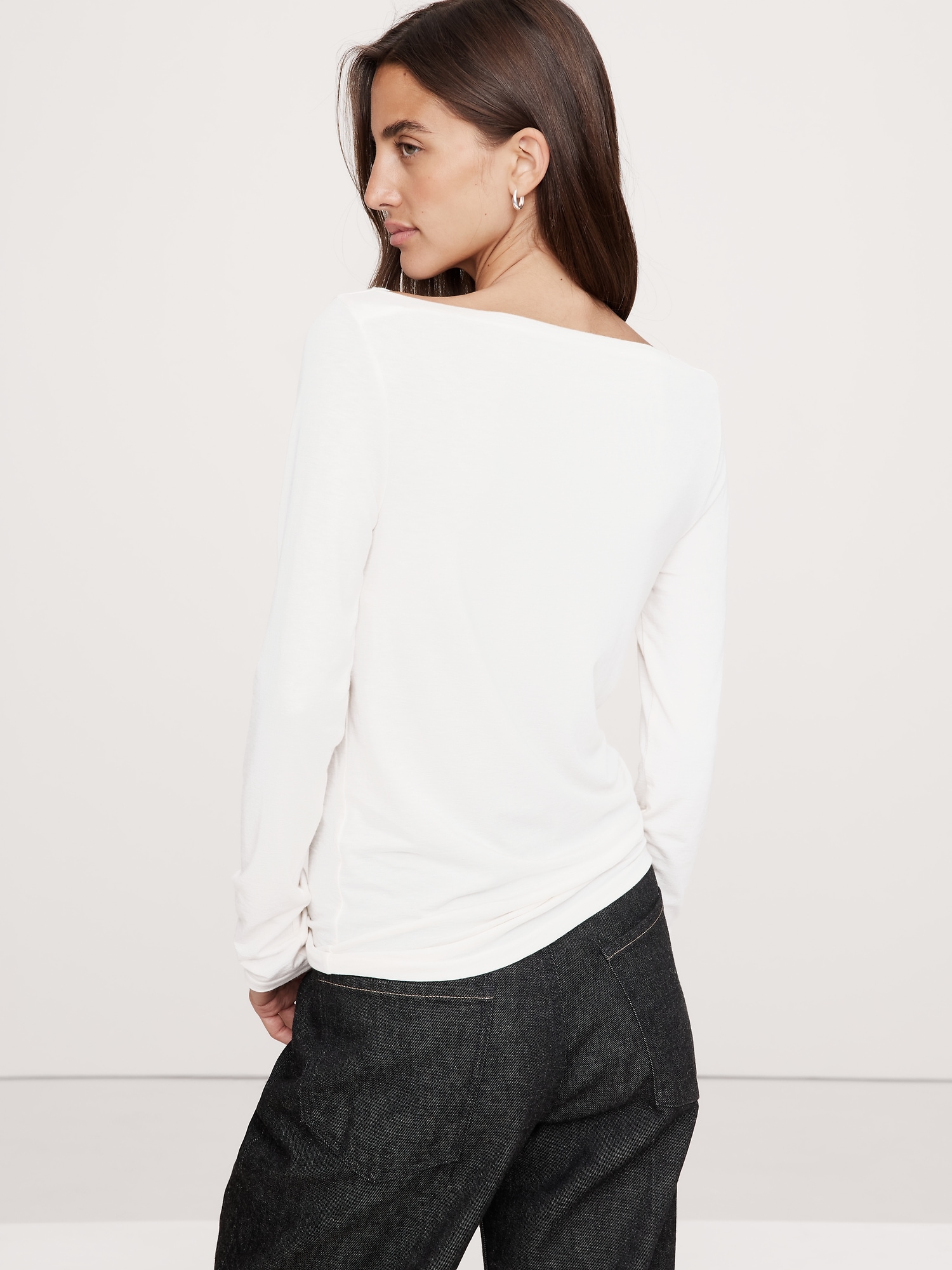 Luxe Wool-Blend Boat-Neck Top