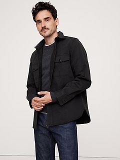 twill half shirt jacket / ジャケット / dium Vince Men's LINEN COTTON TWILL SHIRT JACKET, DARK INDIGO