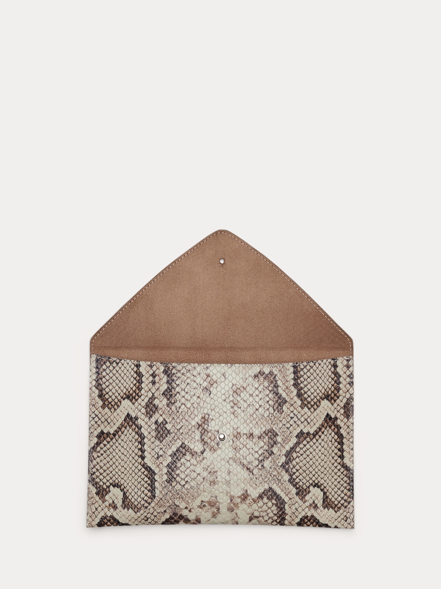 Snake-Print Italian Leather Envelope Pouch