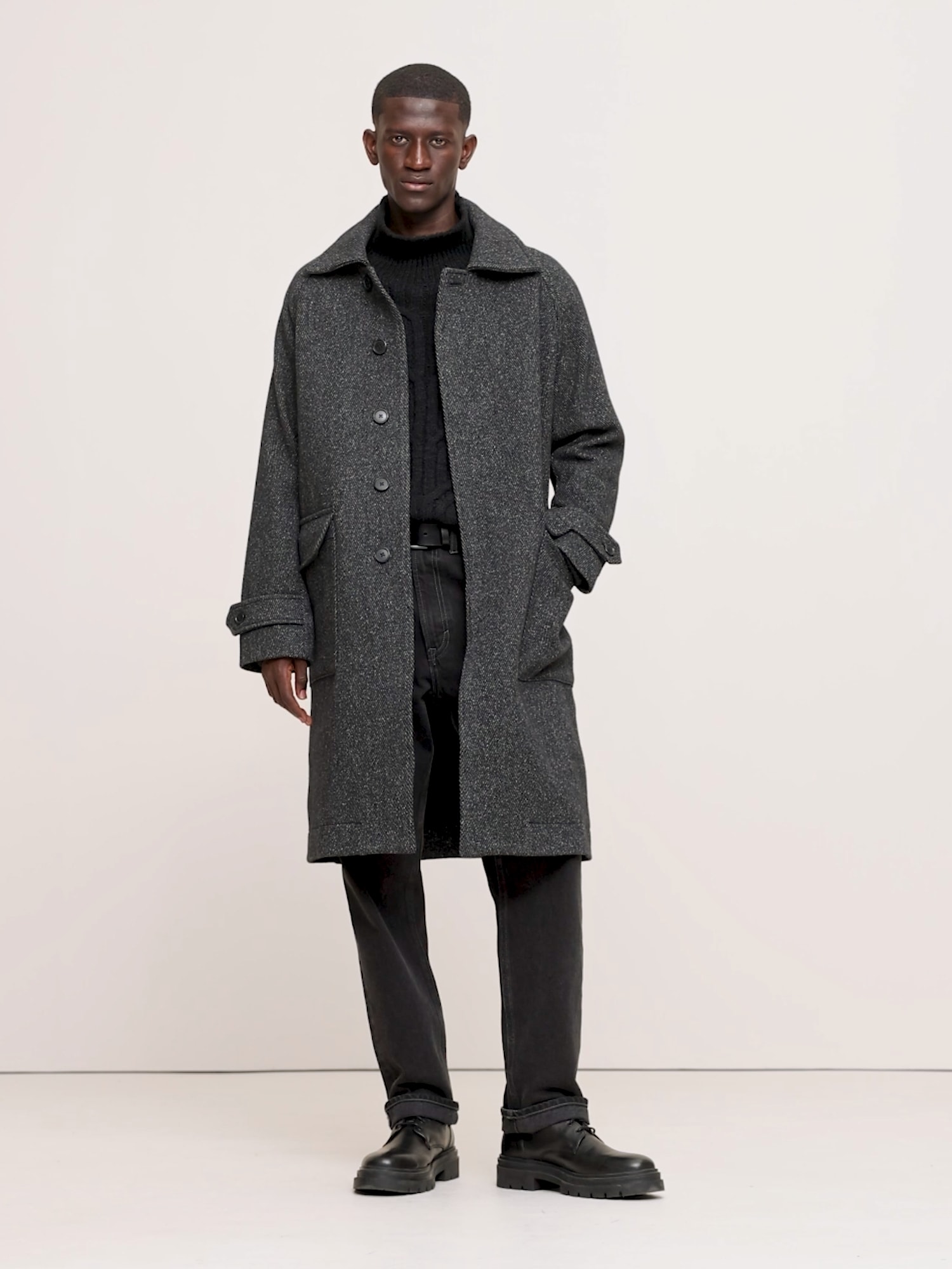 Image number 2 showing, Italian Herringbone Balmacaan Coat