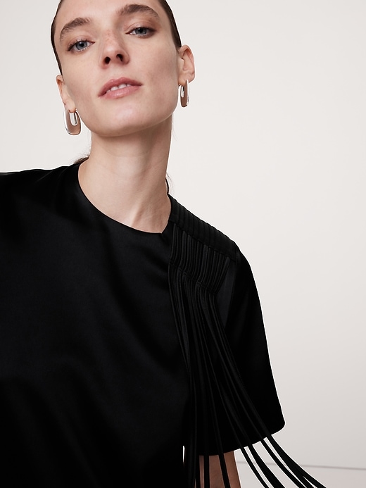 Satin Fringe Shift Dress | Banana Republic
