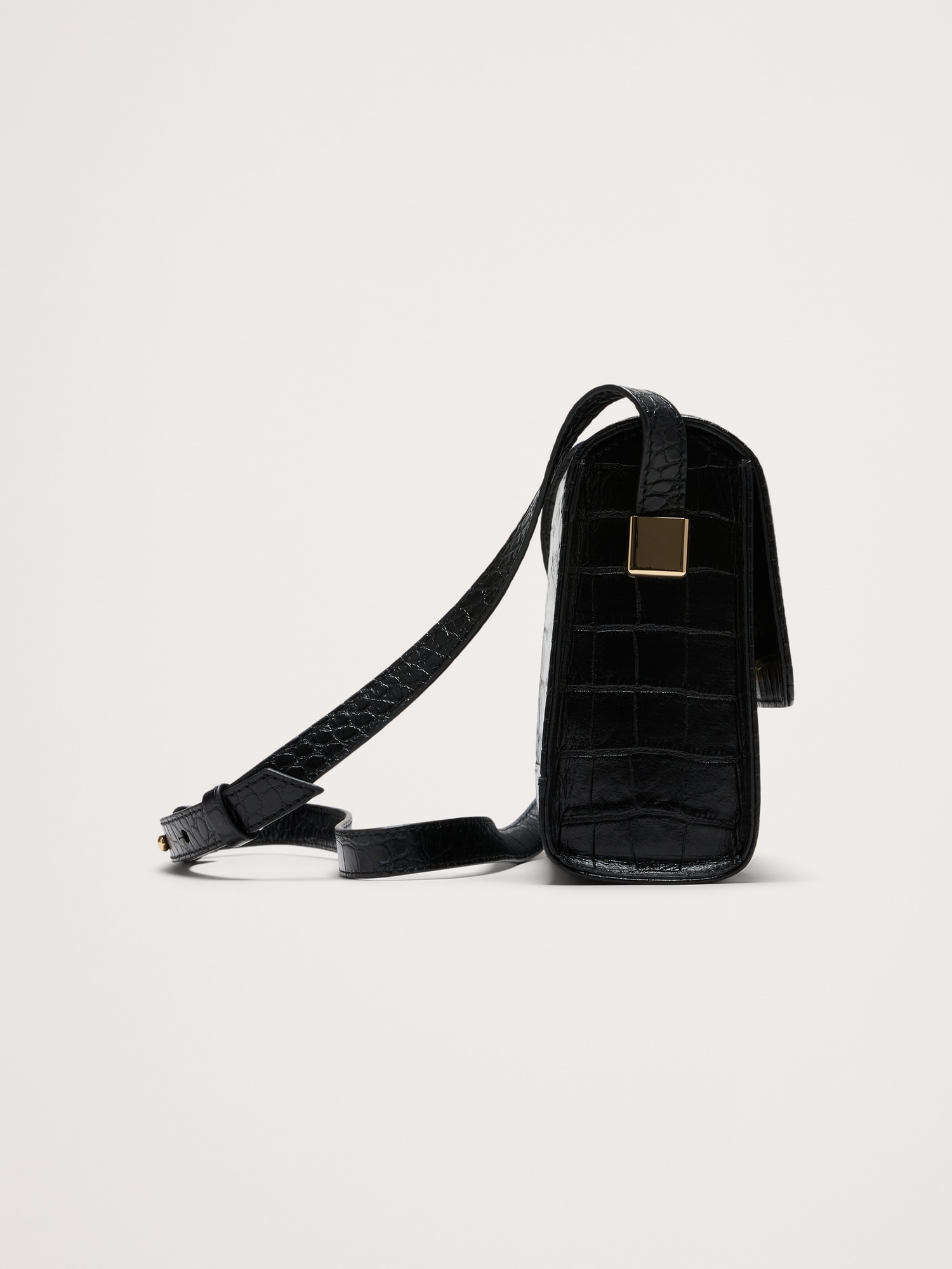 Crocodile Embossed Leather Crossbody Bag