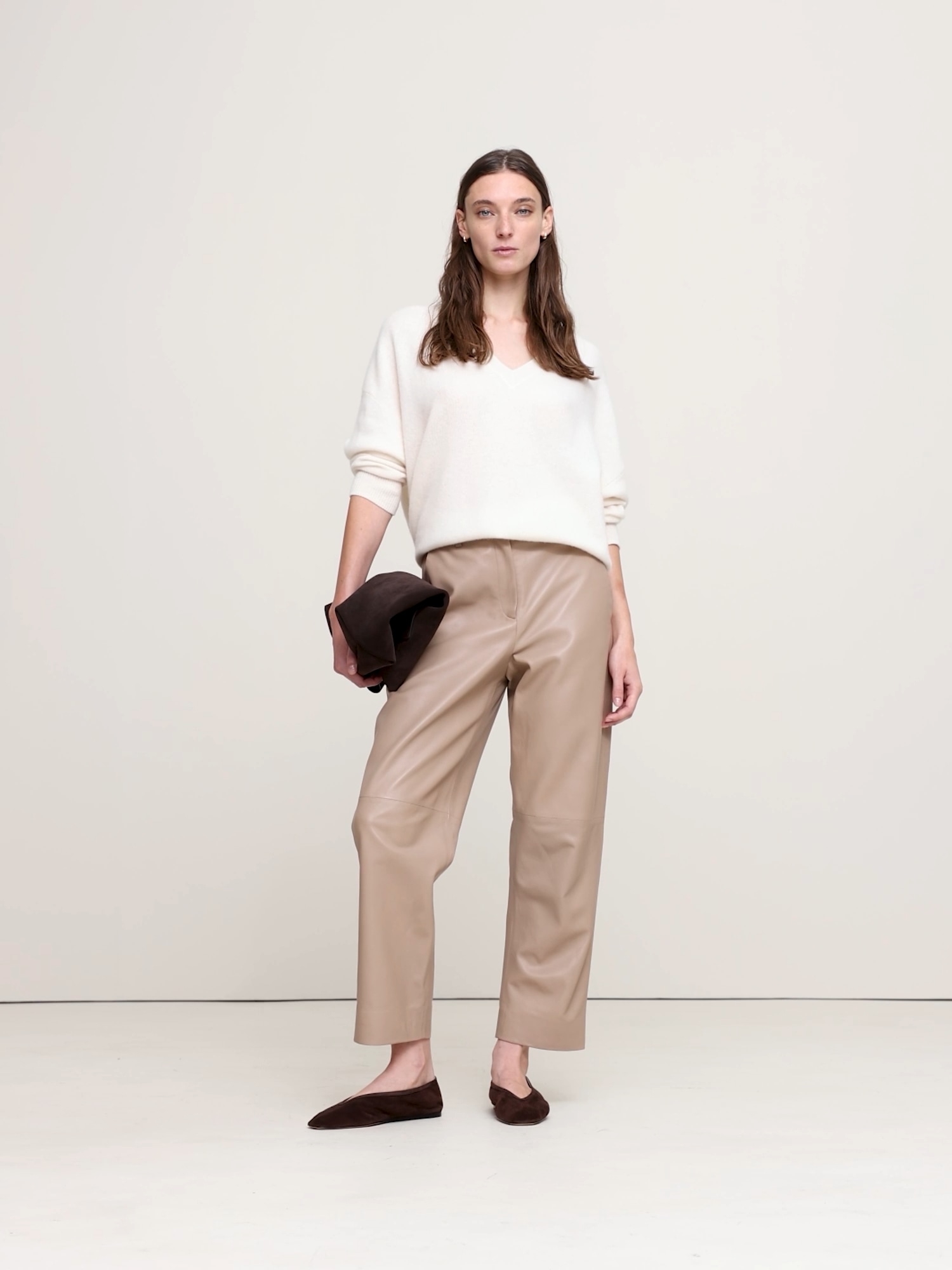 Image number 2 showing, High-Rise Barrel Leather Ankle Pant