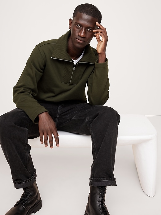 Brushed Fleece Half-Zip Sweatshirt | Banana Republic