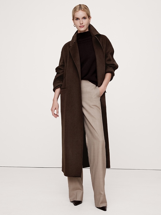 1 of 8 showing, with the color Chocolate Ganache Brown of product Oversized Double-Faced Cape Coat