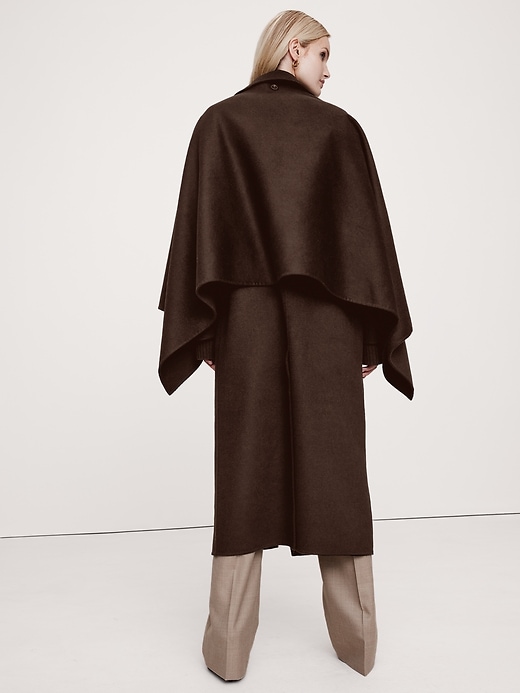 2 of 8 showing, with the color Chocolate Ganache Brown of product Oversized Double-Faced Cape Coat