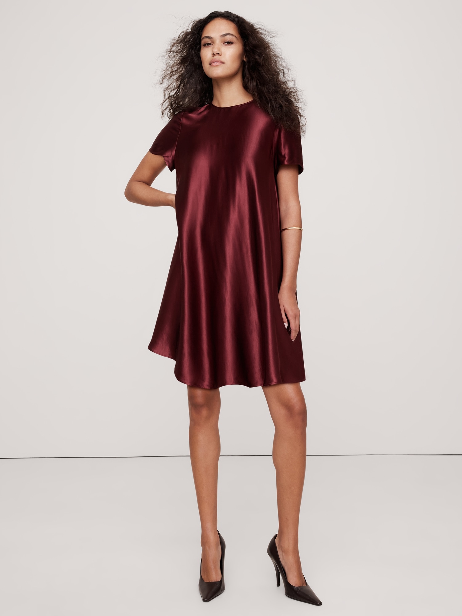 Aurelia Satin Trapeze Mini Dress