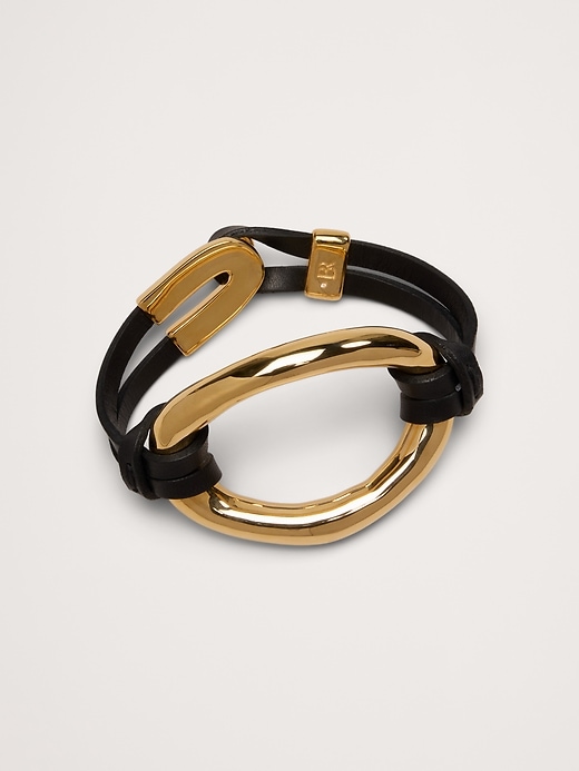 BANANA REPUBLIC レザー オーバル ブレスレット バナリパ Leather Oval Bracelet | Banana Republic