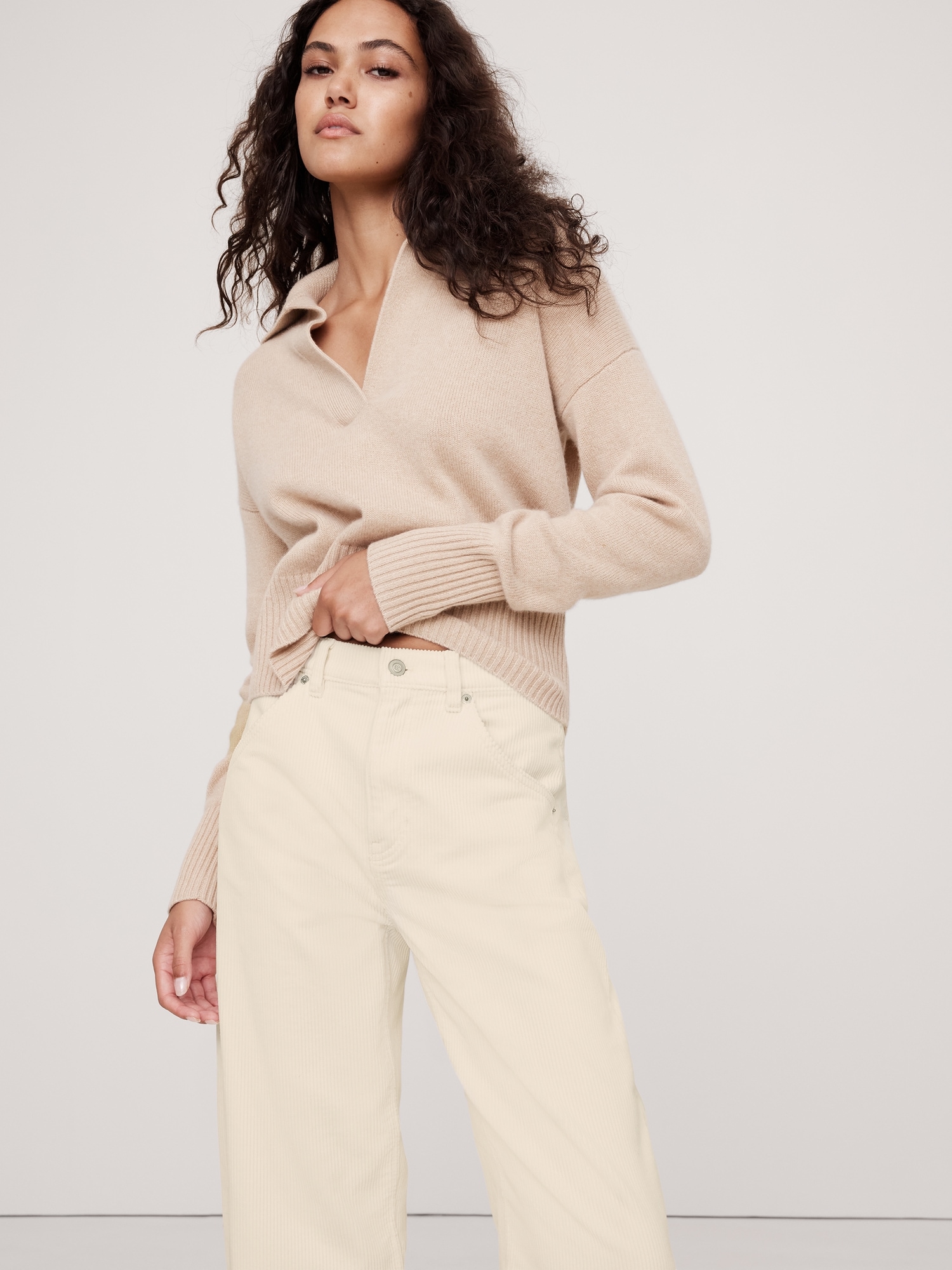 High-Rise Bow Corduroy Pant