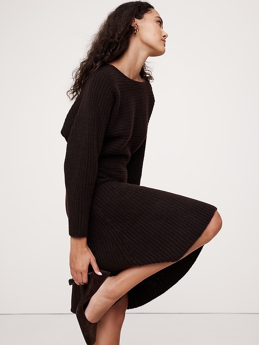 knee length dresses for ladies Long Dolman Sleeve Wrap Knit Sweater Dress main image 0