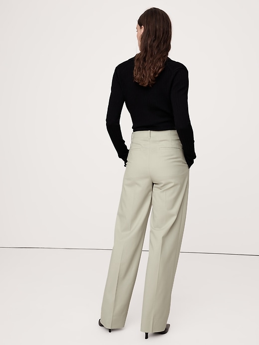 High-Rise Modern Straight Italian Wool Pant | Banana Republic