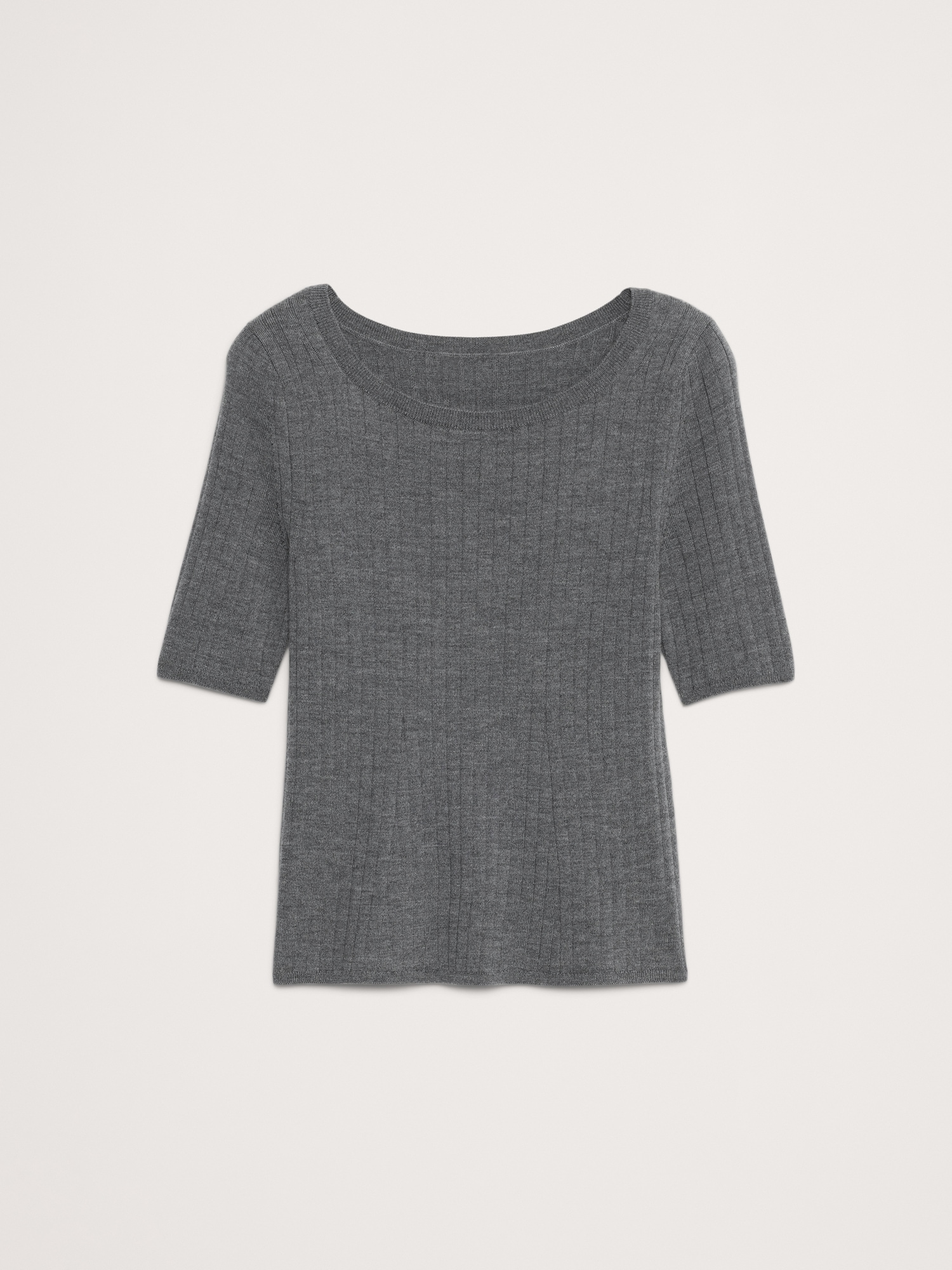 Ribbed Merino Scoop-Neck Sweater