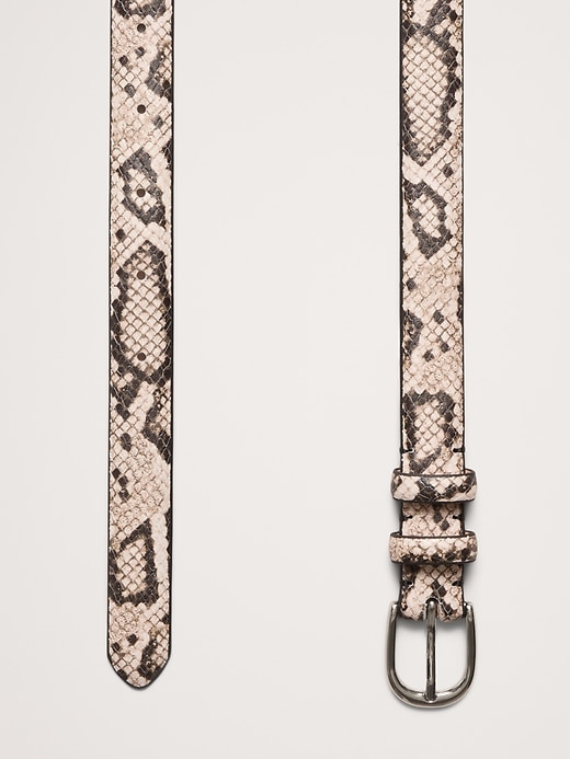 Slim Snake-Print Leather Belt | Banana Republic display picture 2