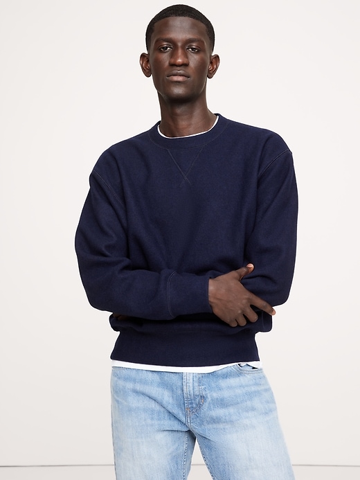 Brushed Crew-Neck Sweatshirt With Wool | Banana Republic