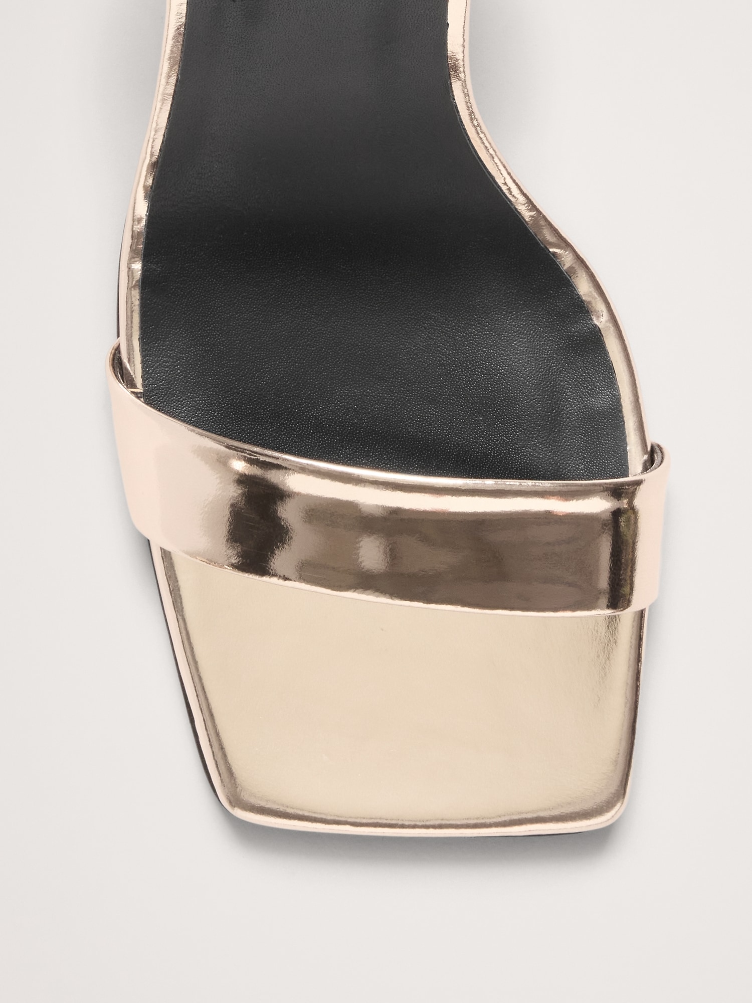 Italian Metallic-Leather Flare-Heel Sandal