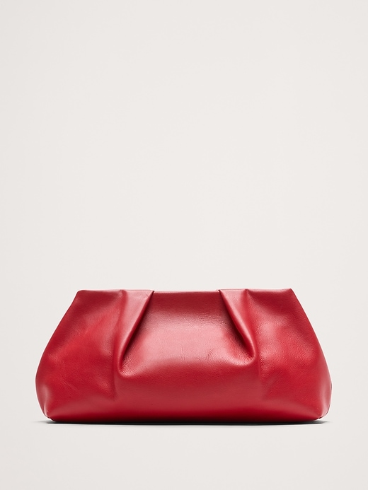 1 of 8 showing, with the color Ultra Red of product Riviera Leather Clutch