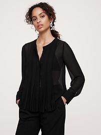 Georgette Sheer Pintuck Shirt | Banana Republic