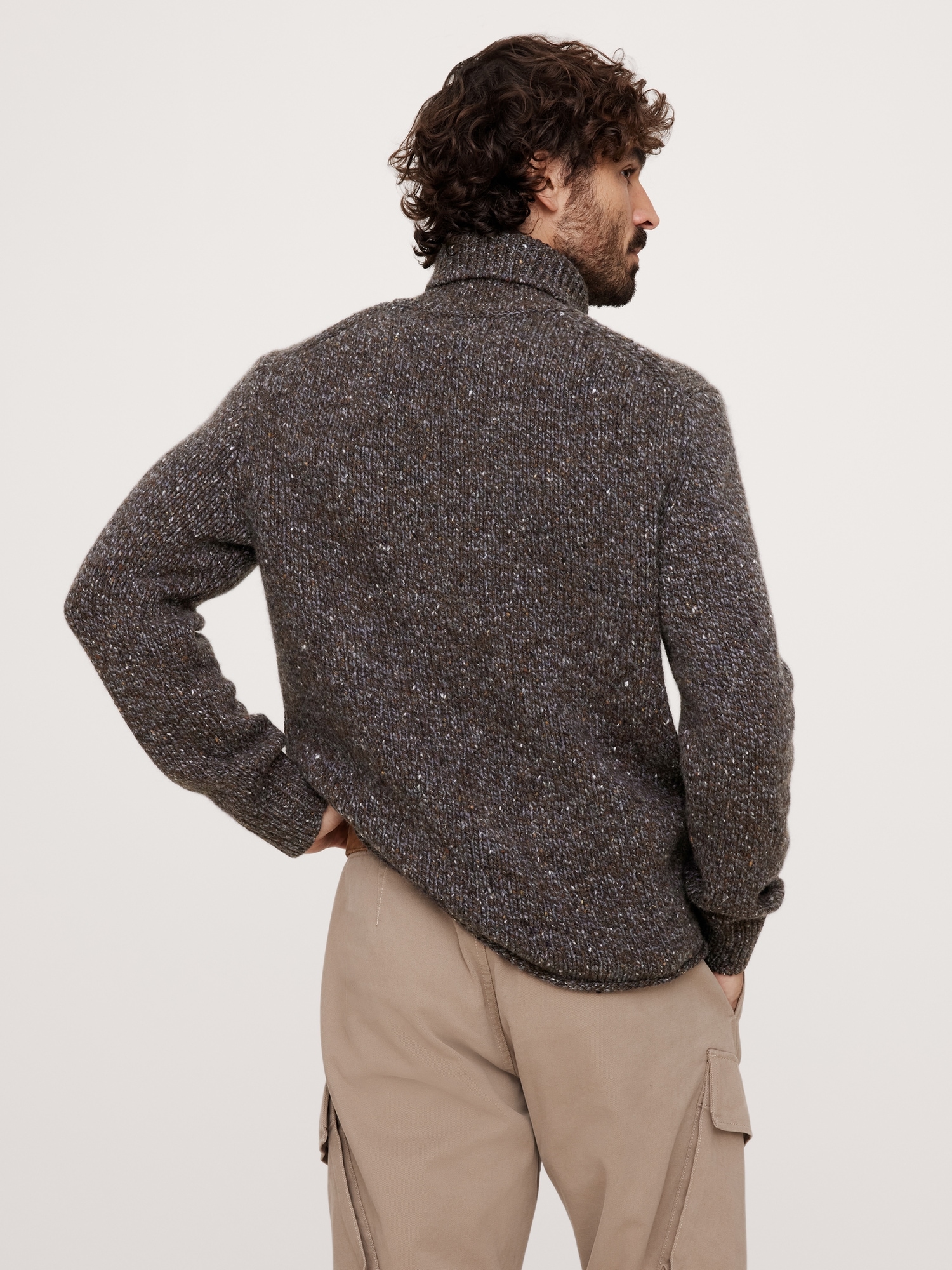 Merino-Cashmere Cable-Knit Turtleneck Sweater