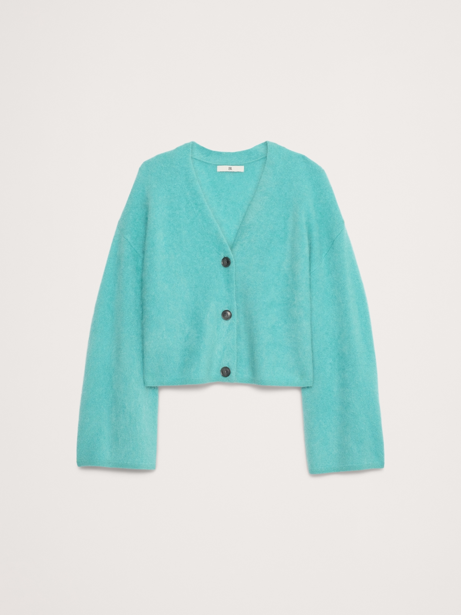 Brushed Cashmere Flare-Sleeve Cardigan