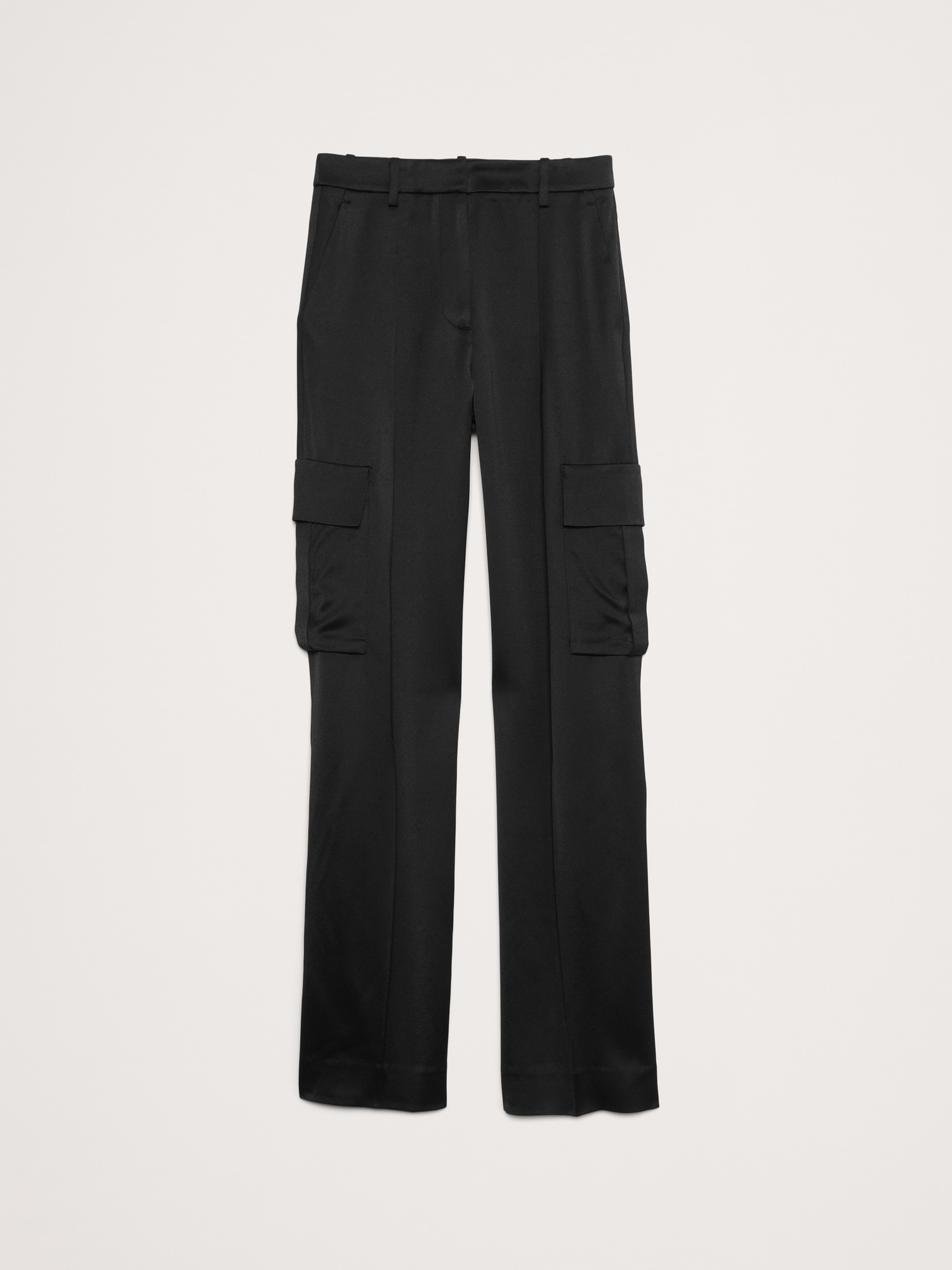 High-Rise Straight Italian Satin Cargo Pant