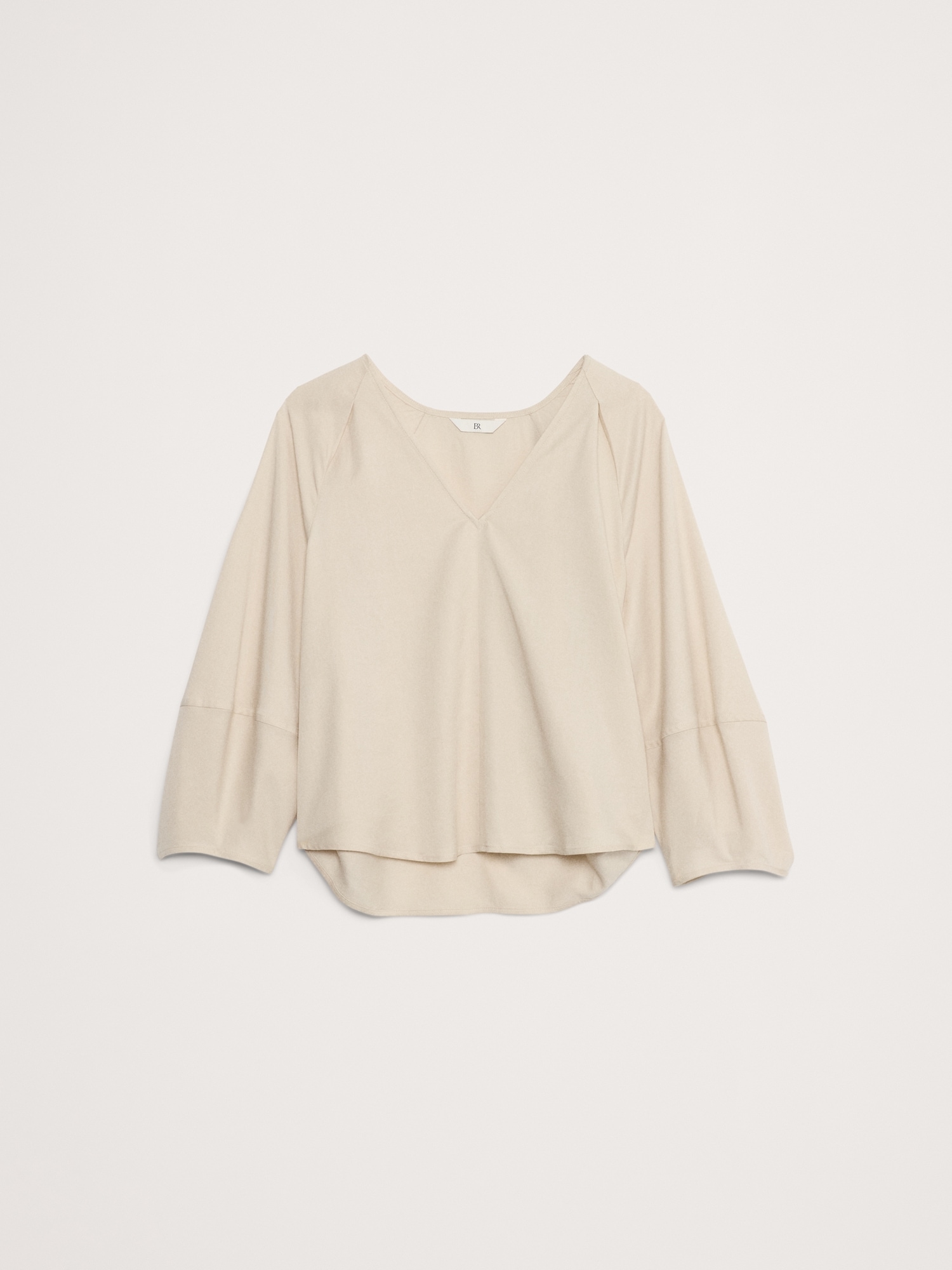 Tencel™-Cotton Twill Lantern-Sleeve Top