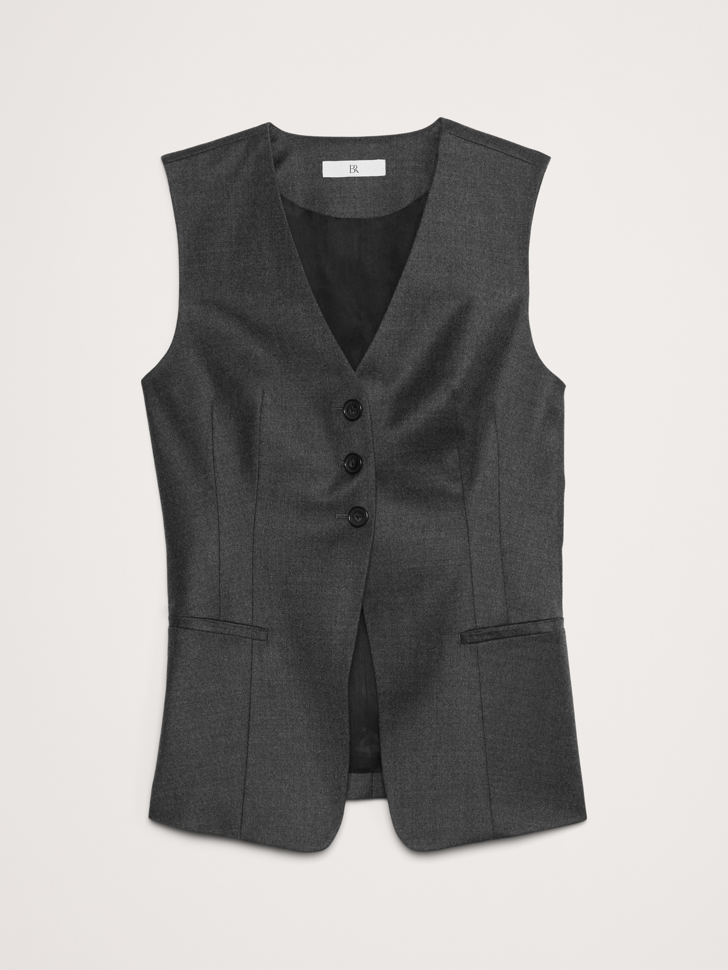 Lightweight Wool Flannel Long Vest