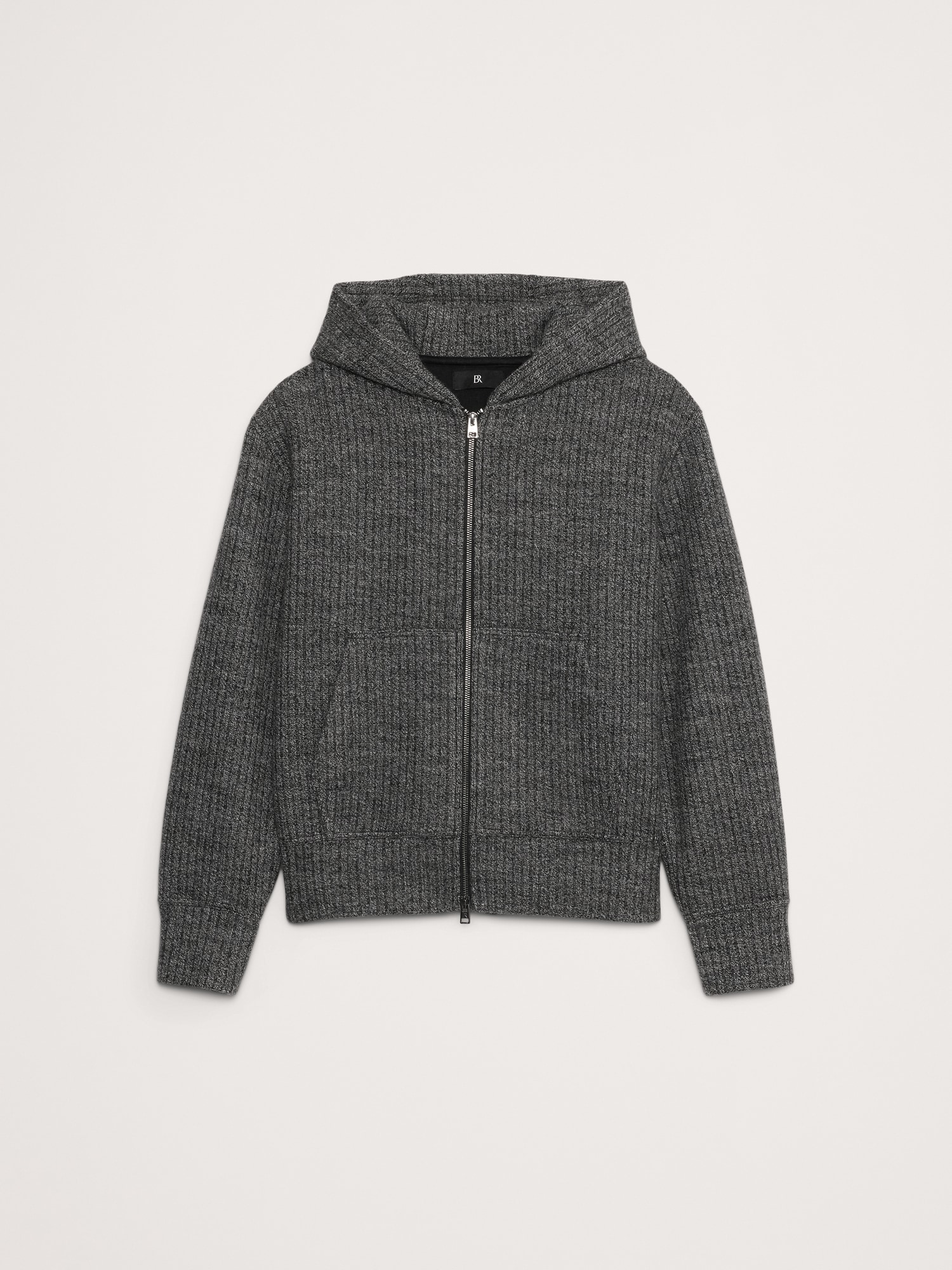 Ribbed Zip Hoodie With Wool