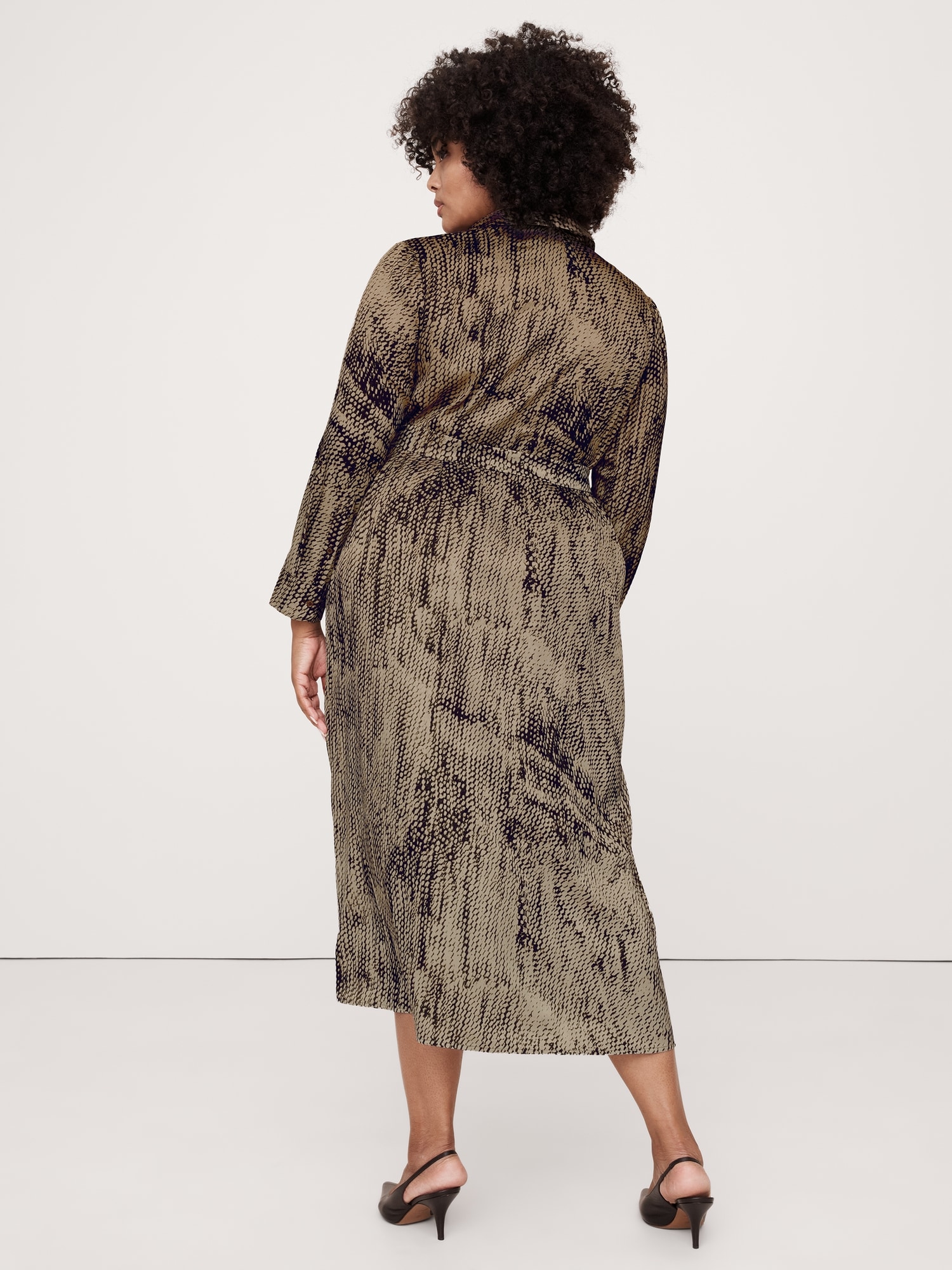 Oversized Snake-Print Midi Shirtdress