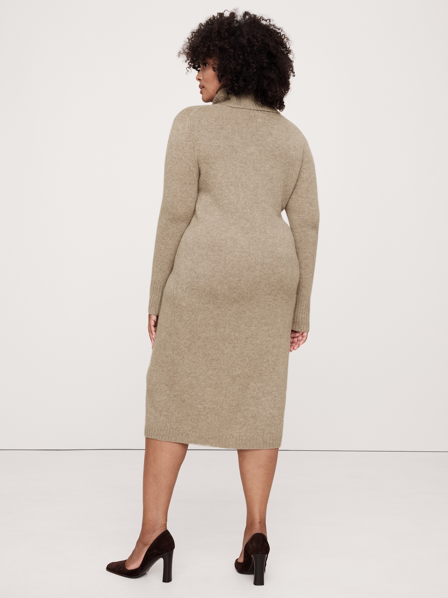 Cashmere Turtleneck Midi Sweater Dress