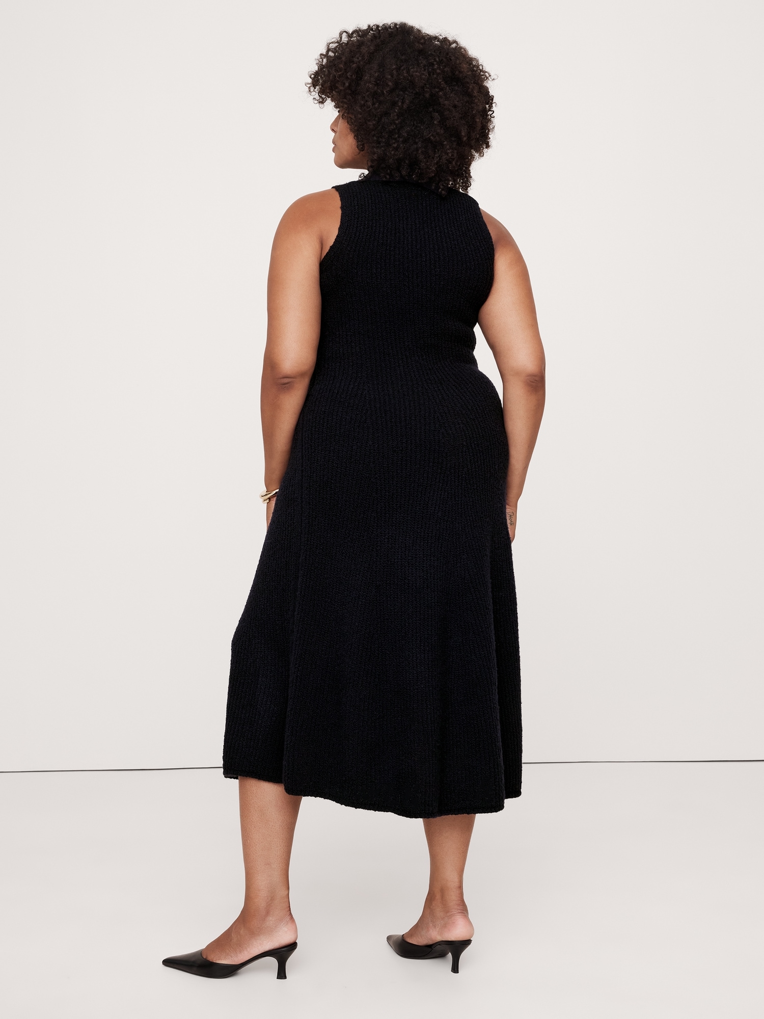 Merino-Blend Mock-Neck Midi Sweater Dress