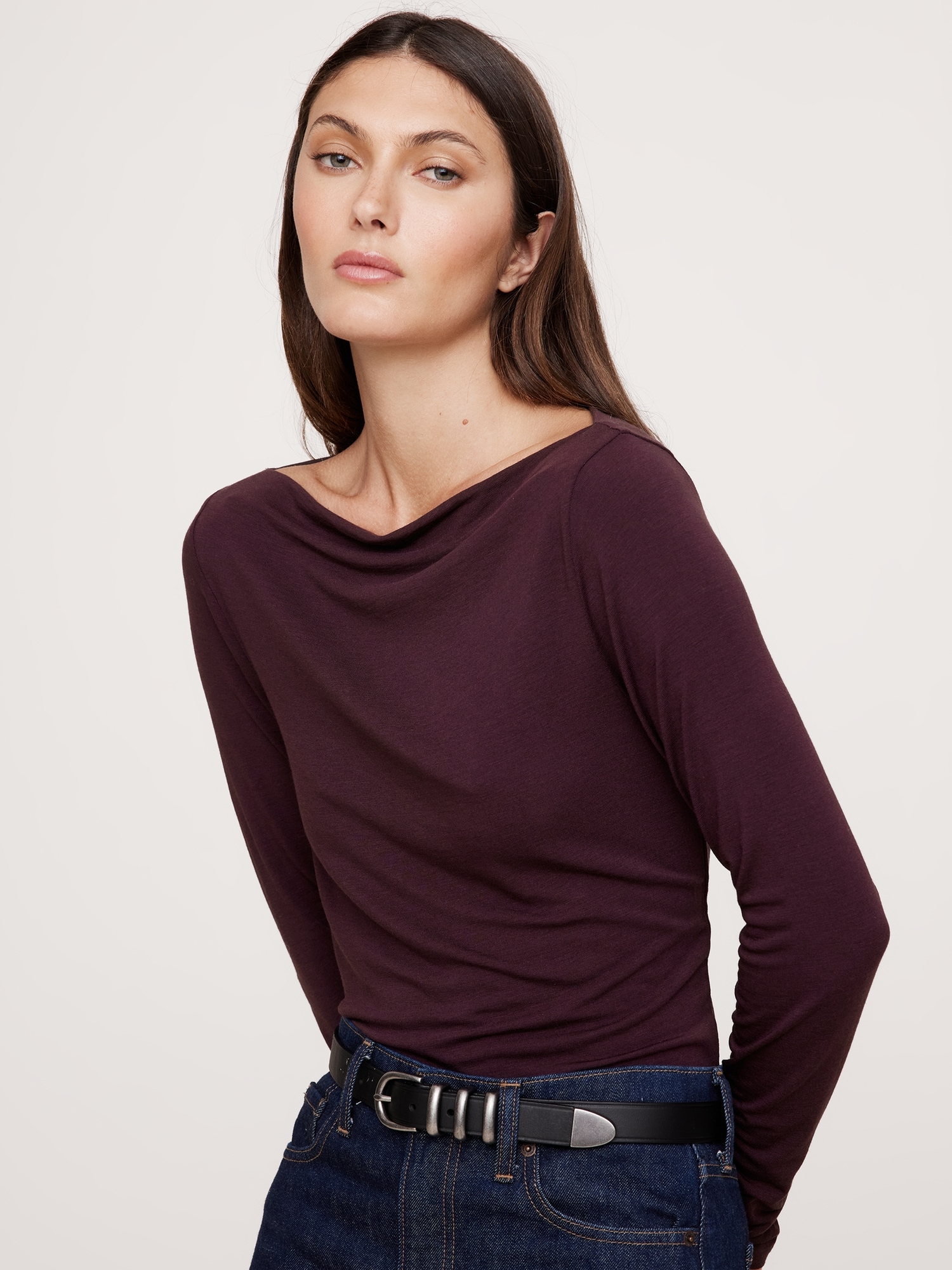 Luxe Wool-Blend Boat-Neck Top