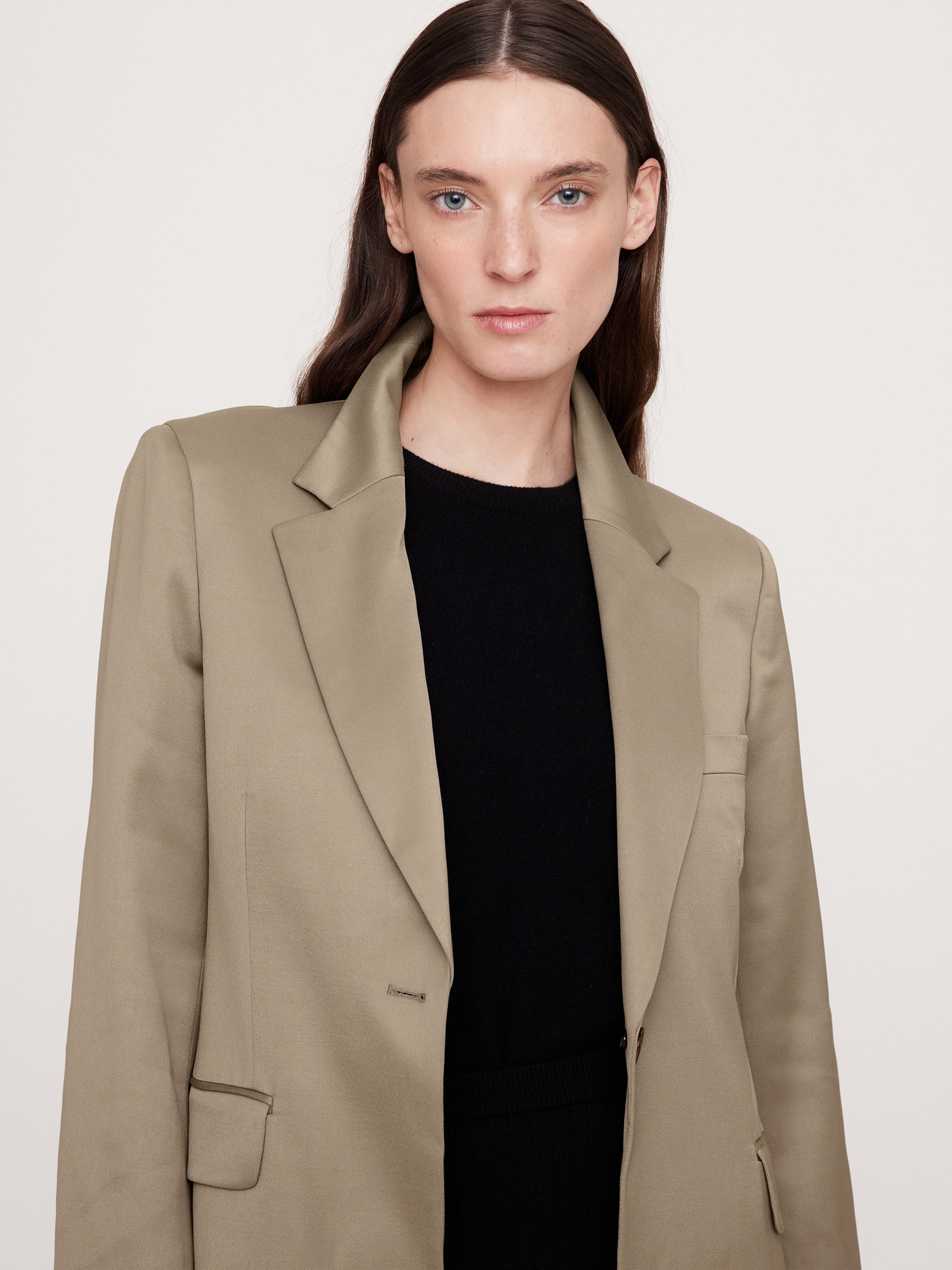 Slim Italian Satin Blazer