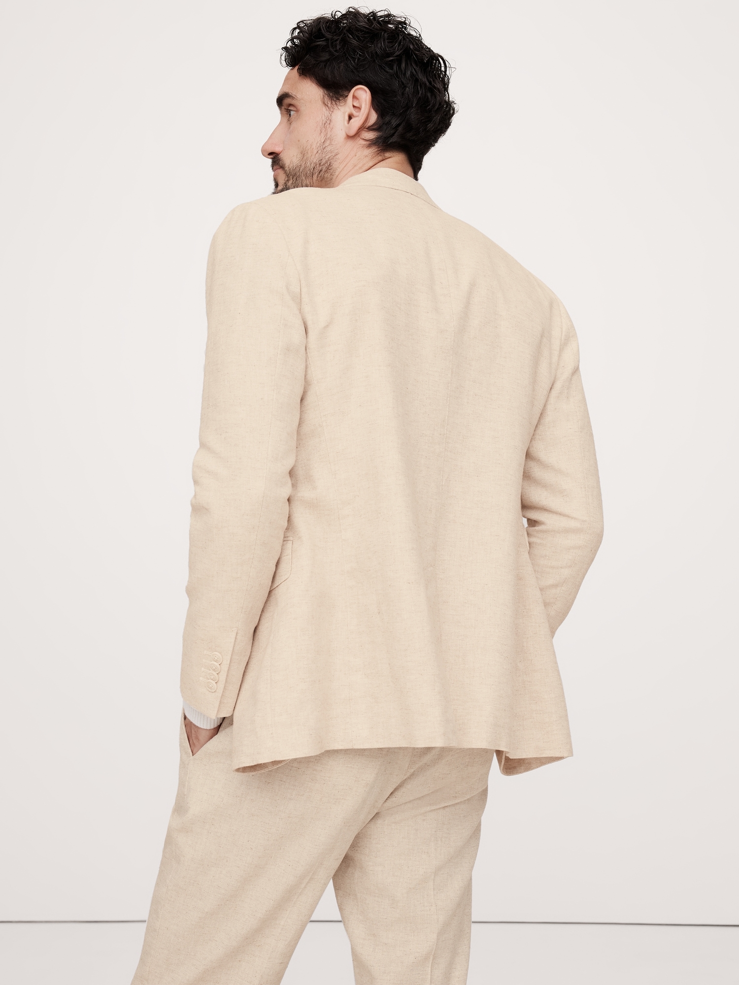 Herringbone Cotton-Linen Suit Jacket