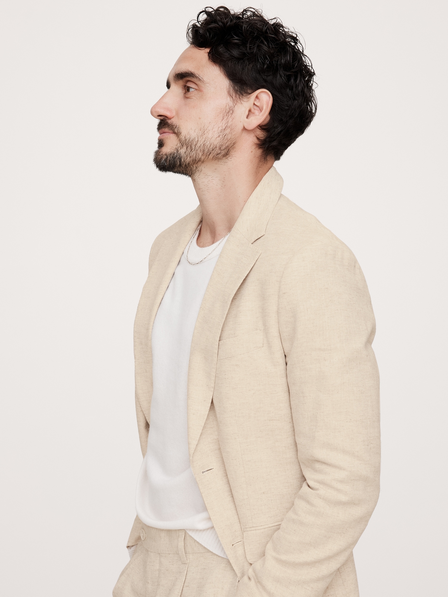 Herringbone Cotton-Linen Suit Jacket