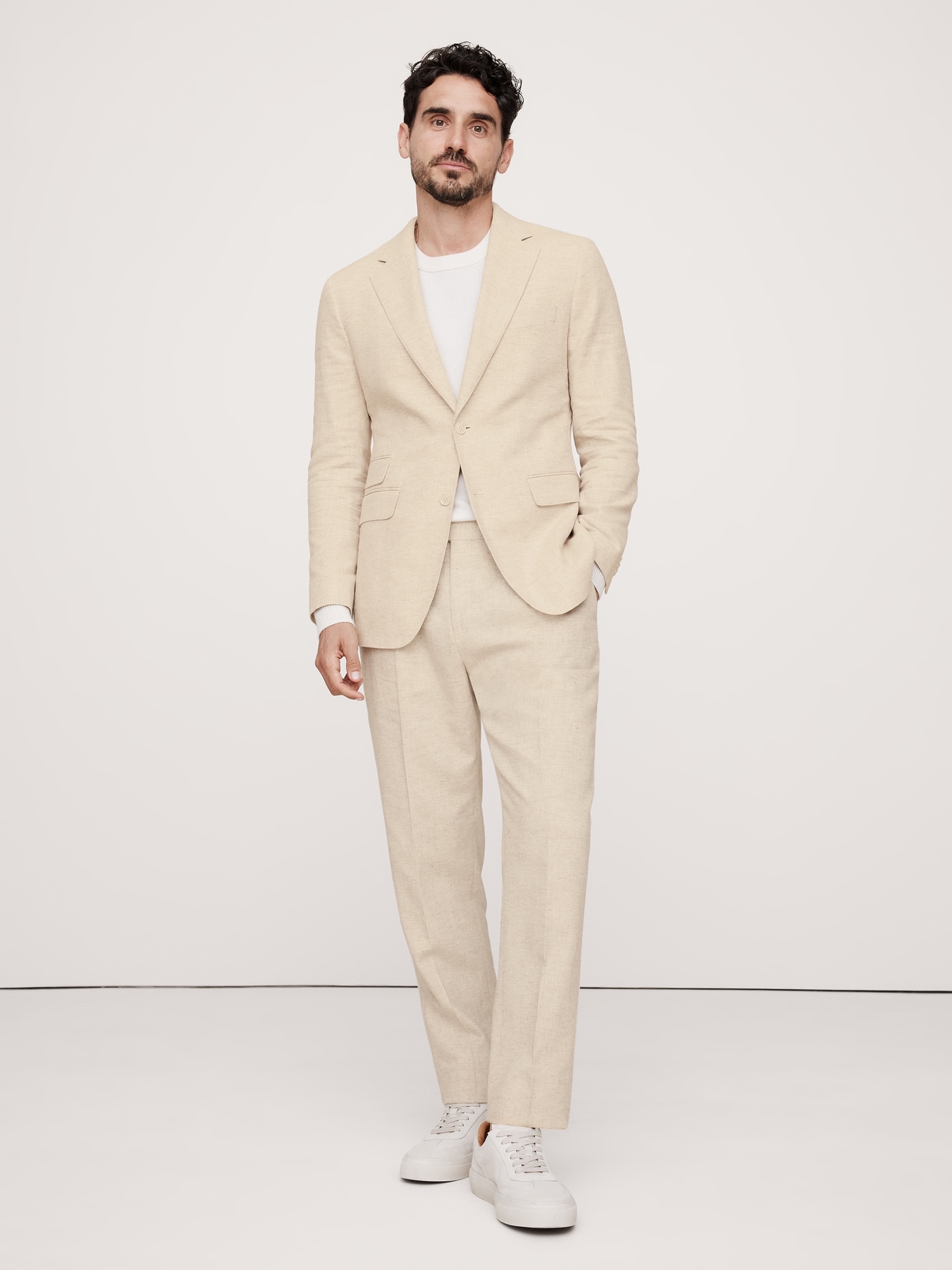 Herringbone Cotton-Linen Suit Jacket