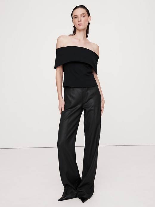 Lightweight Ponte Off-Shoulder Top | Banana Republic