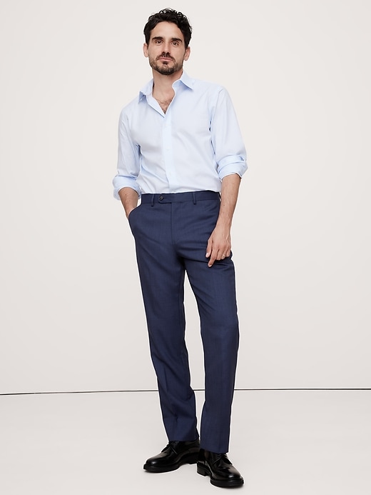 Herringbone Cotton-Linen Slim Suit Pant