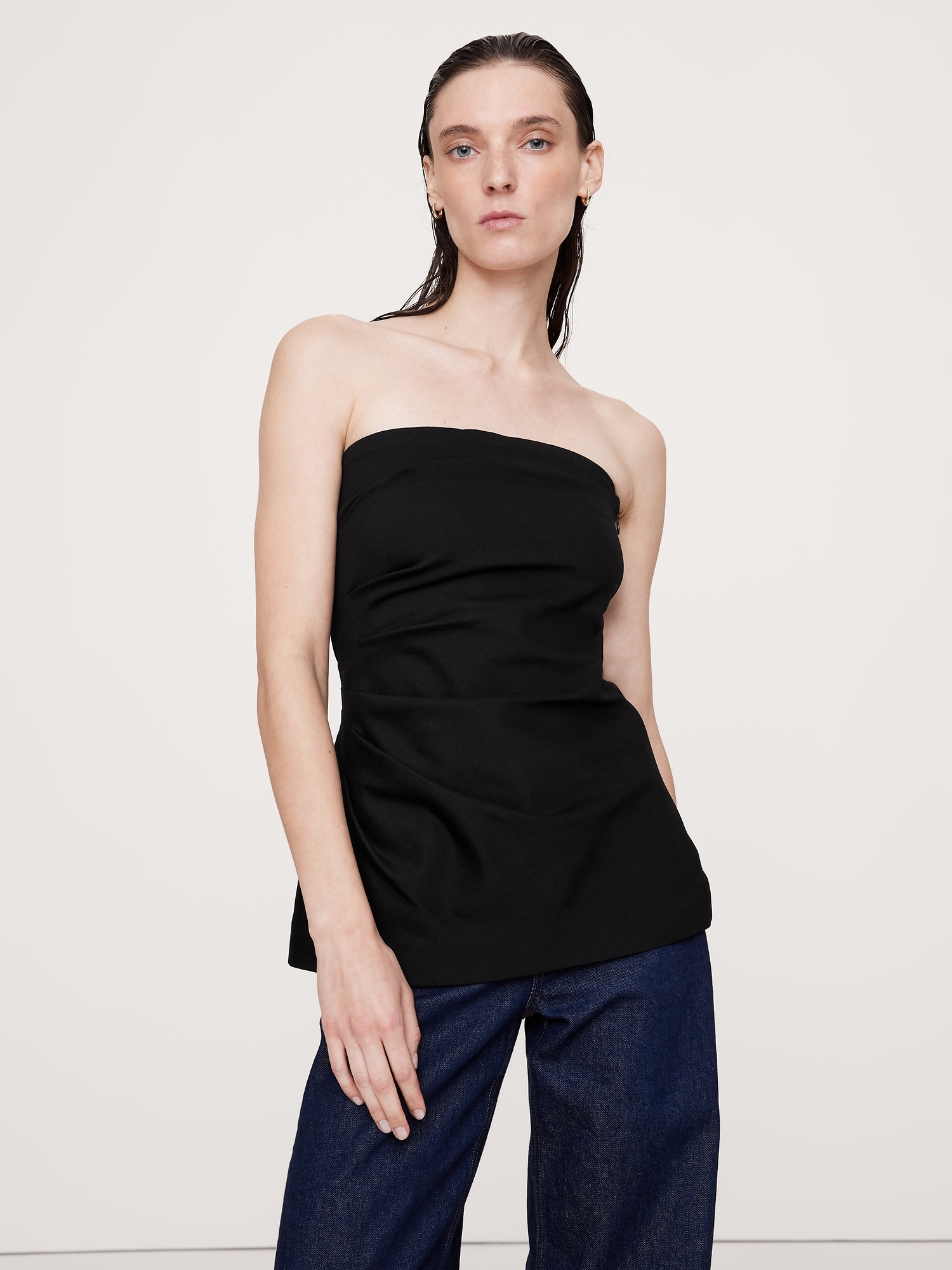 Everywhere Ponte Ruched Strapless Top