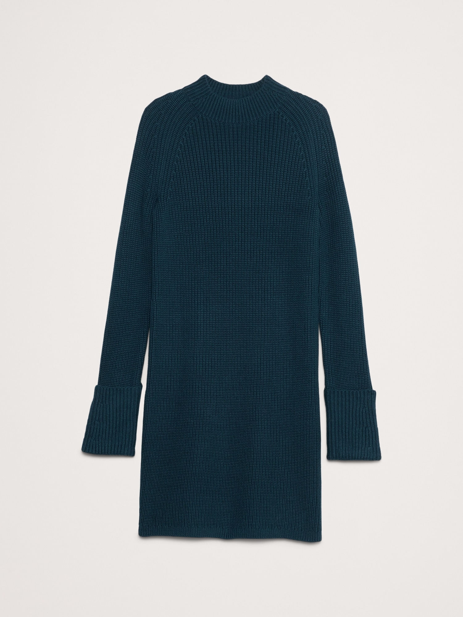 Cotton-Wool Mock-Neck Mini Sweater Dress