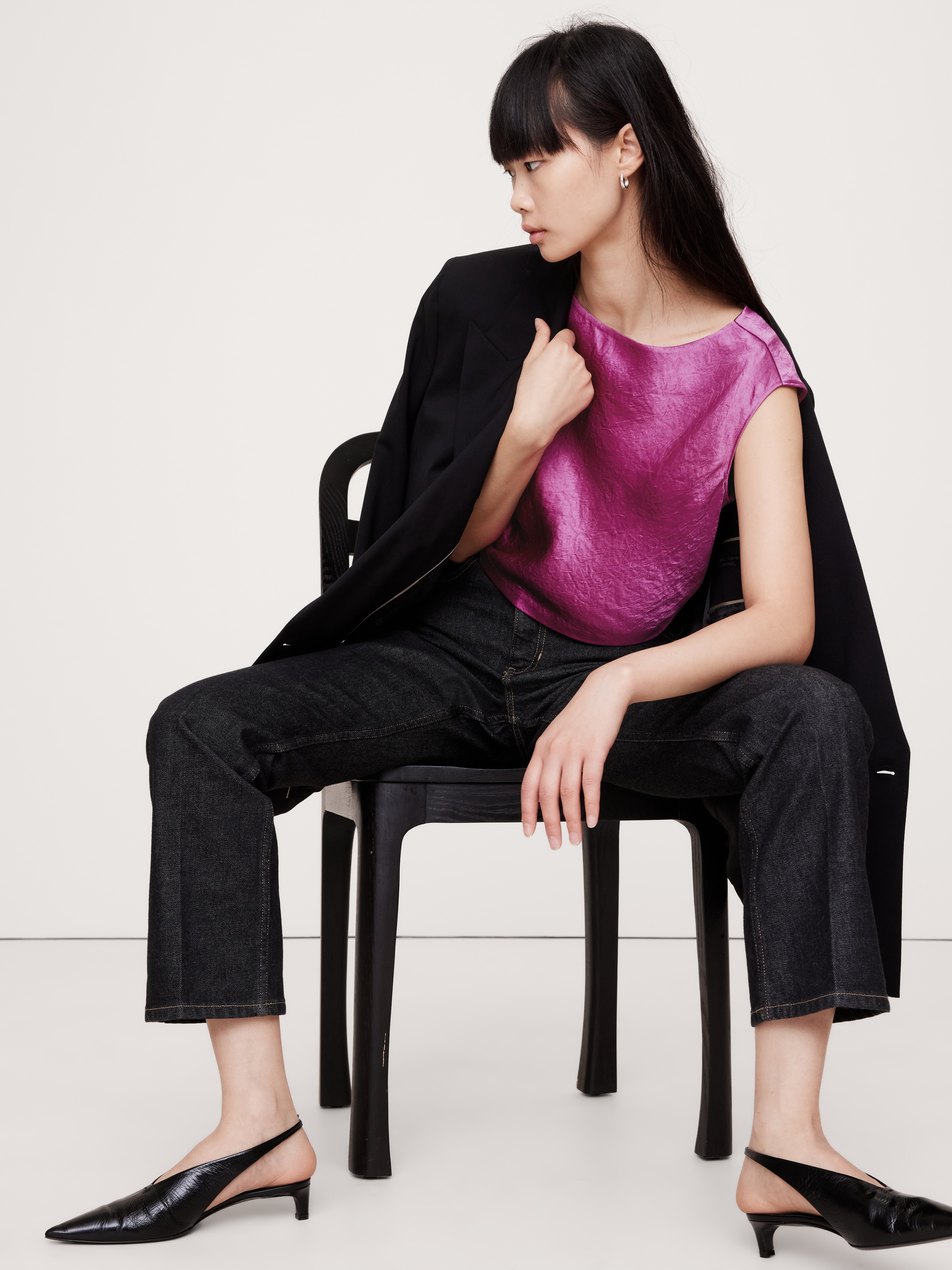 トップス crispy satin tops Crinkle Satin Cropped Top | Banana Republic