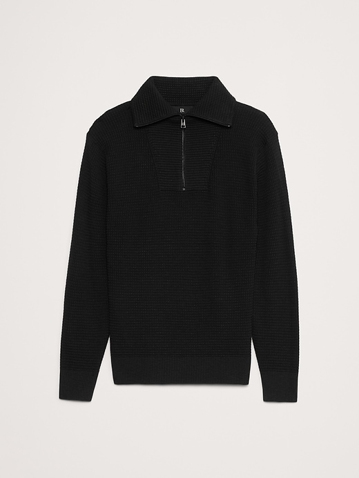 Cotton Waffle-Knit Half-Zip Sweater | Banana Republic
