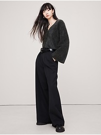 Brushed Cashmere Flare-Sleeve Cardigan