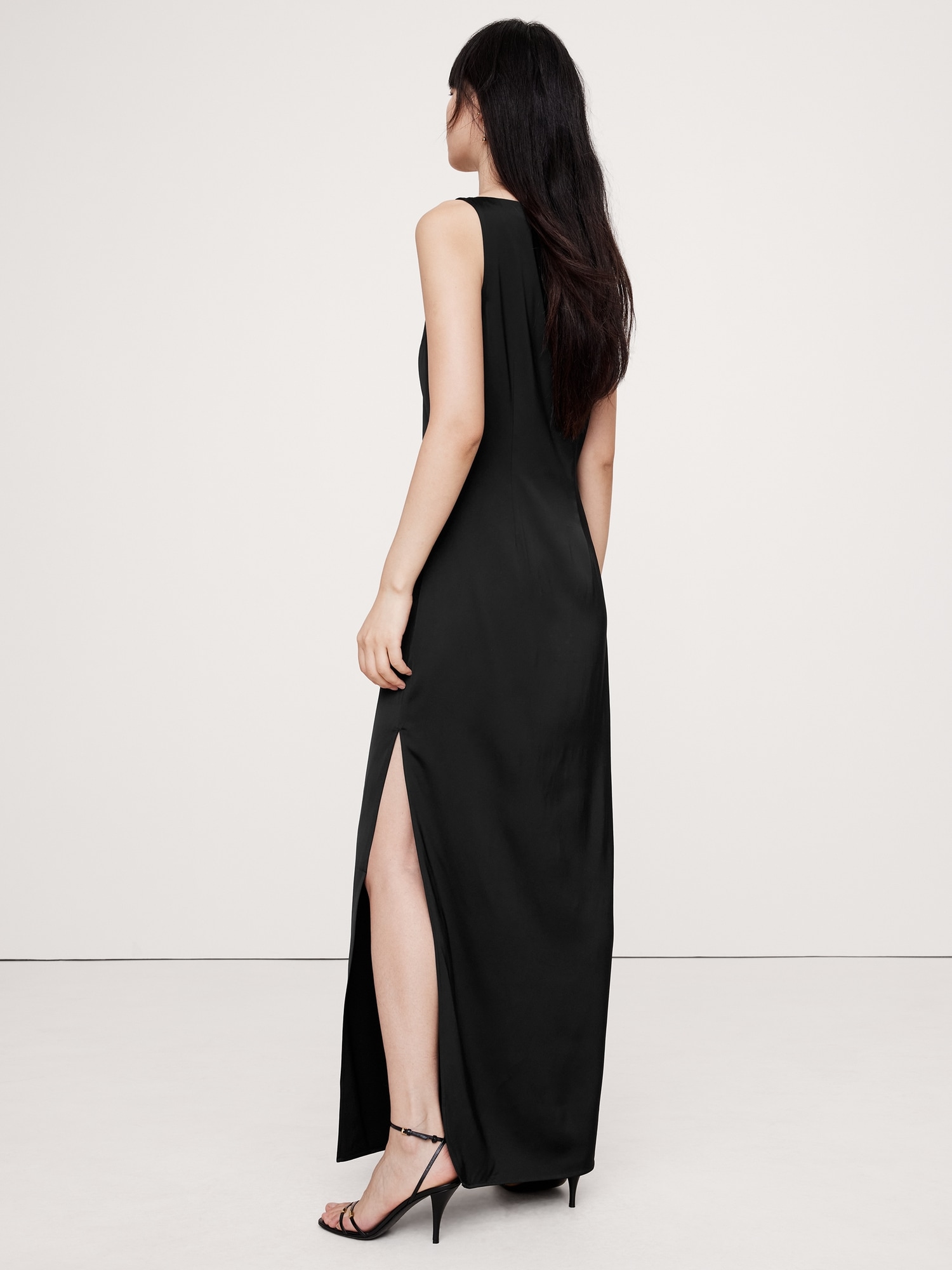 Stretch-Satin Column Maxi Dress